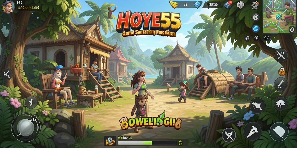 Tampilan gameplay HOYE55 yang seru dan penuh warna.