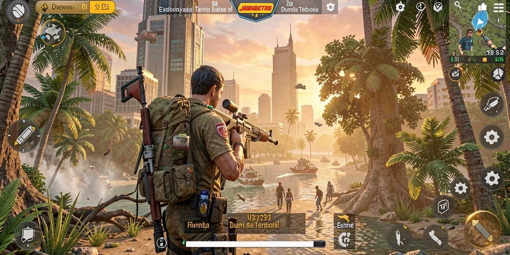 Screenshot gameplay JAWABET88 menampilkan aksi eksplorasi dunia terbuka yang menakjubkan.
