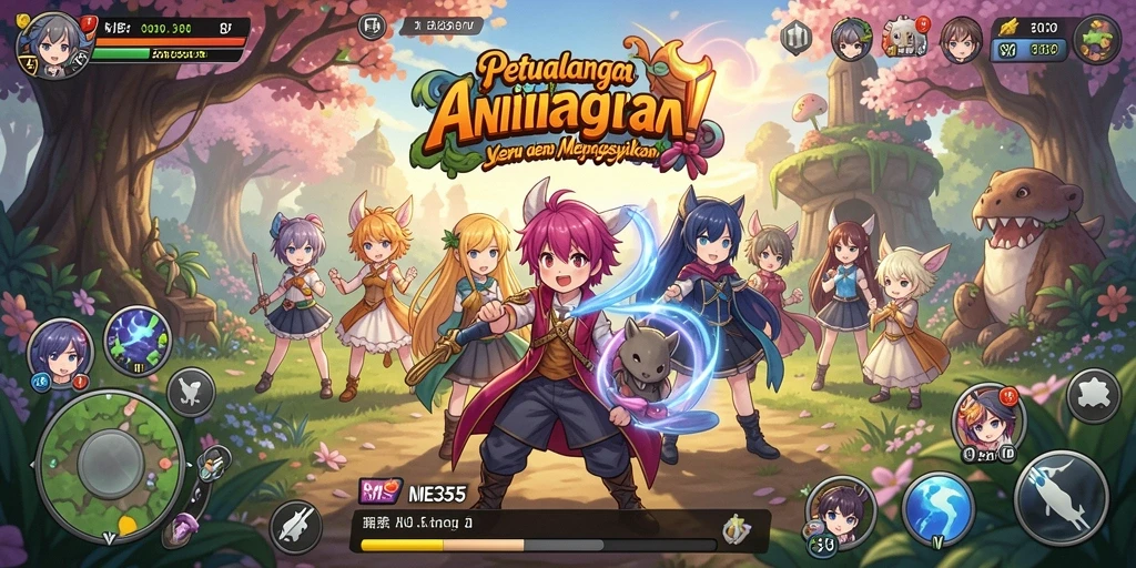 Tampilan gameplay ME355 yang menawan dan karakter anime yang hidup.