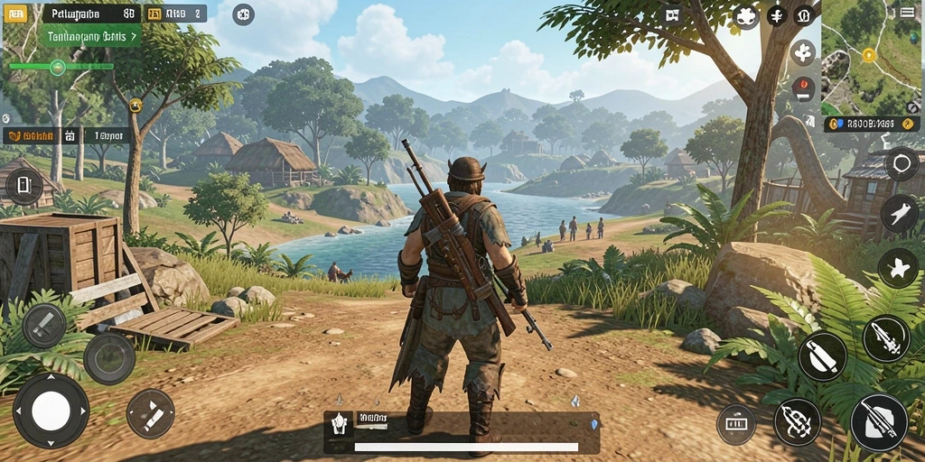 Screenshot gameplay RK88 menampilkan dunia terbuka yang luas dan menakjubkan.