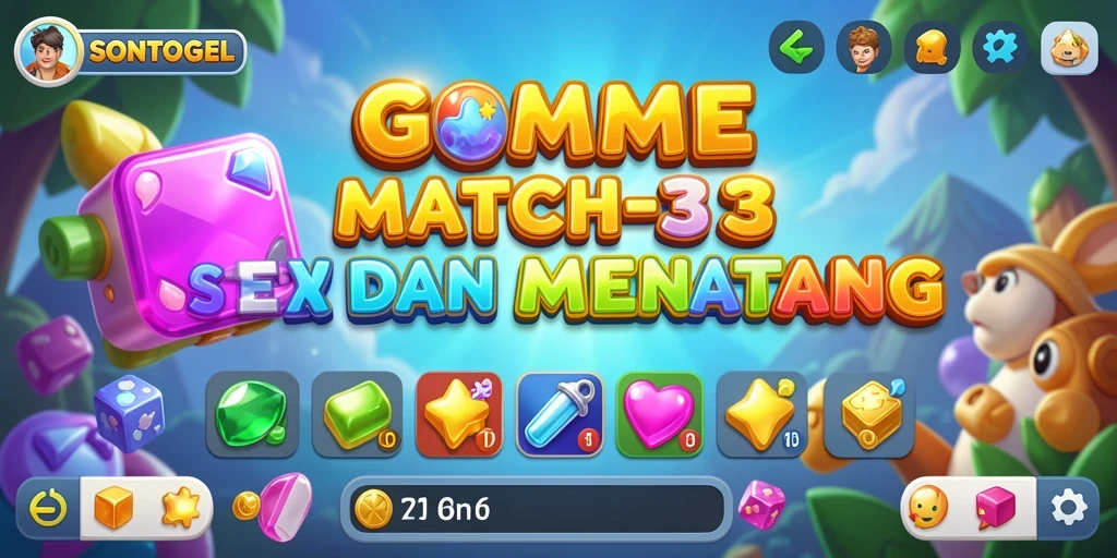 Gameplay SONTOGEL dengan elemen Match-3 yang menantang dan menarik.