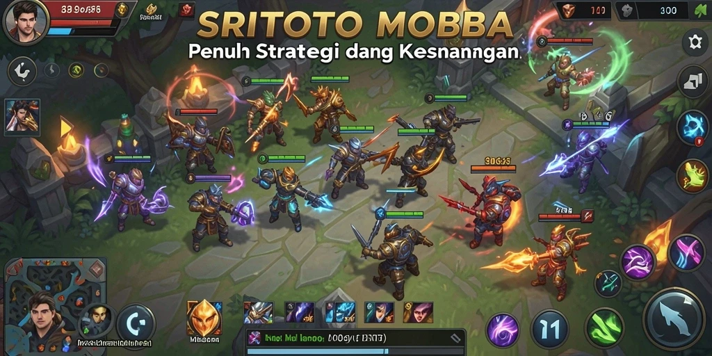 Screenshot SRITOTO menampilkan aksi pertempuran seru dalam permainan MOBA.