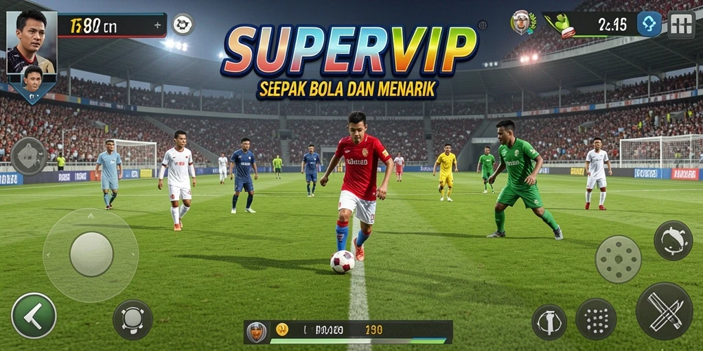 Tampilan gameplay yang memukau di SUPERVIP dengan aksi sepak bola.