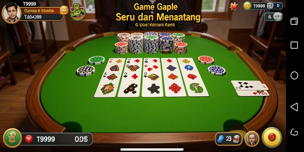 Tangkapan layar T9999 menunjukkan gameplay Gaple yang mengasyikkan.