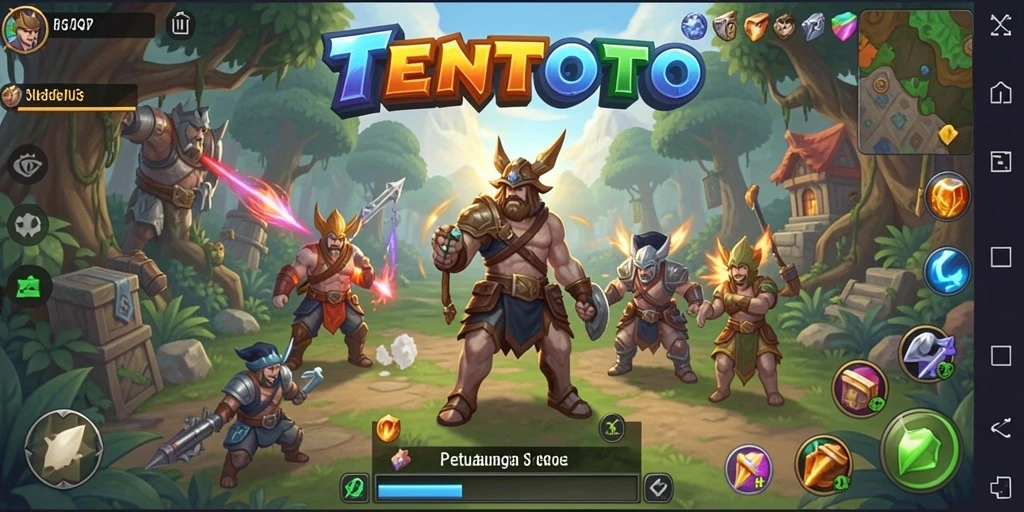 Screenshot permainan TENTOTO menampilkan aksi pertarungan yang seru.