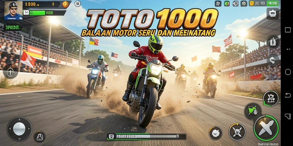 Tampilan gameplay intens di TOTO1000 dengan balapan motor.